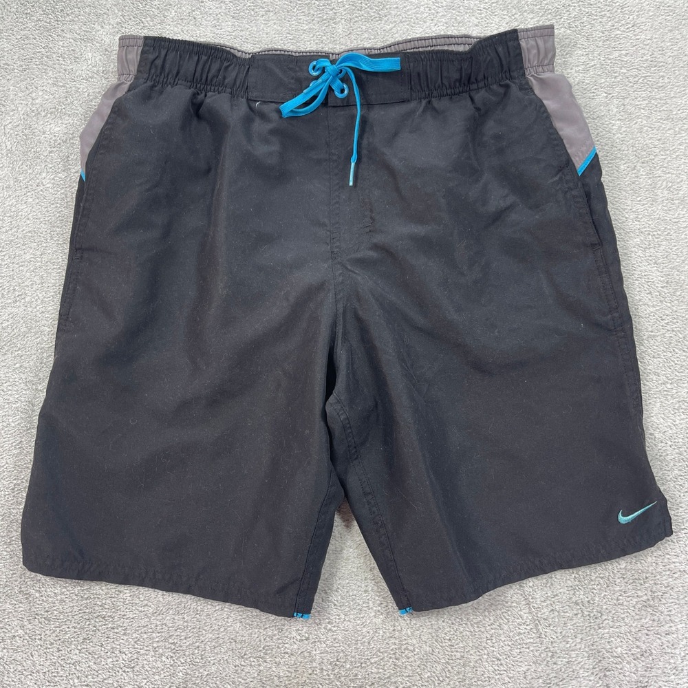 Nike Swim Trunks Men M Black Board Shorts Colorblock Mesh Liner